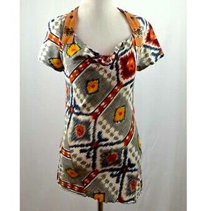 Aztec Cowl Neck Top with Detail